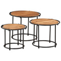 Mesas apilables 3 piezas madera maciza de acacia