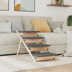 Escalera para perros madera maciza de abeto gris 105x47 cm