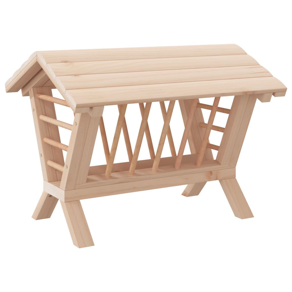 Comedero de heno para conejos madera maciza abeto 44x33x33 cm
