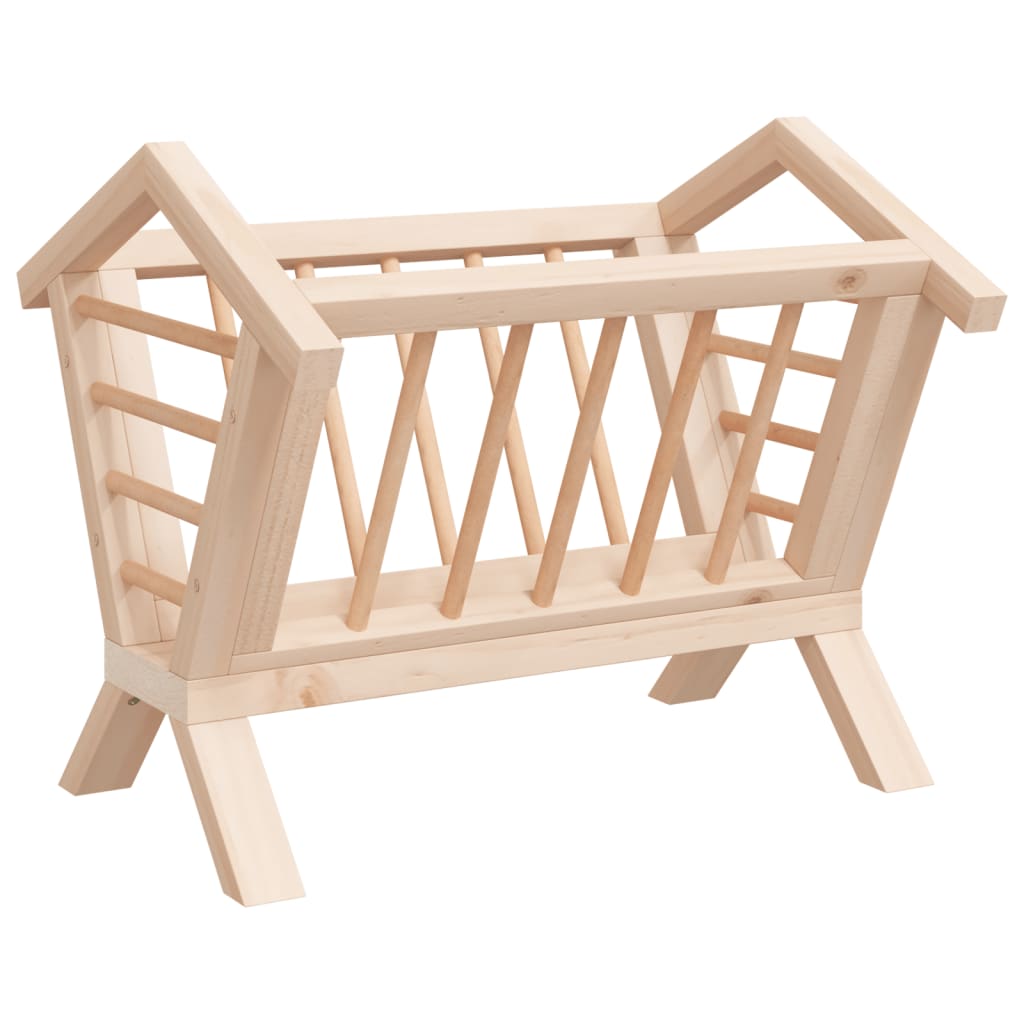 Comedero de heno para conejos madera maciza abeto 44x33x33 cm