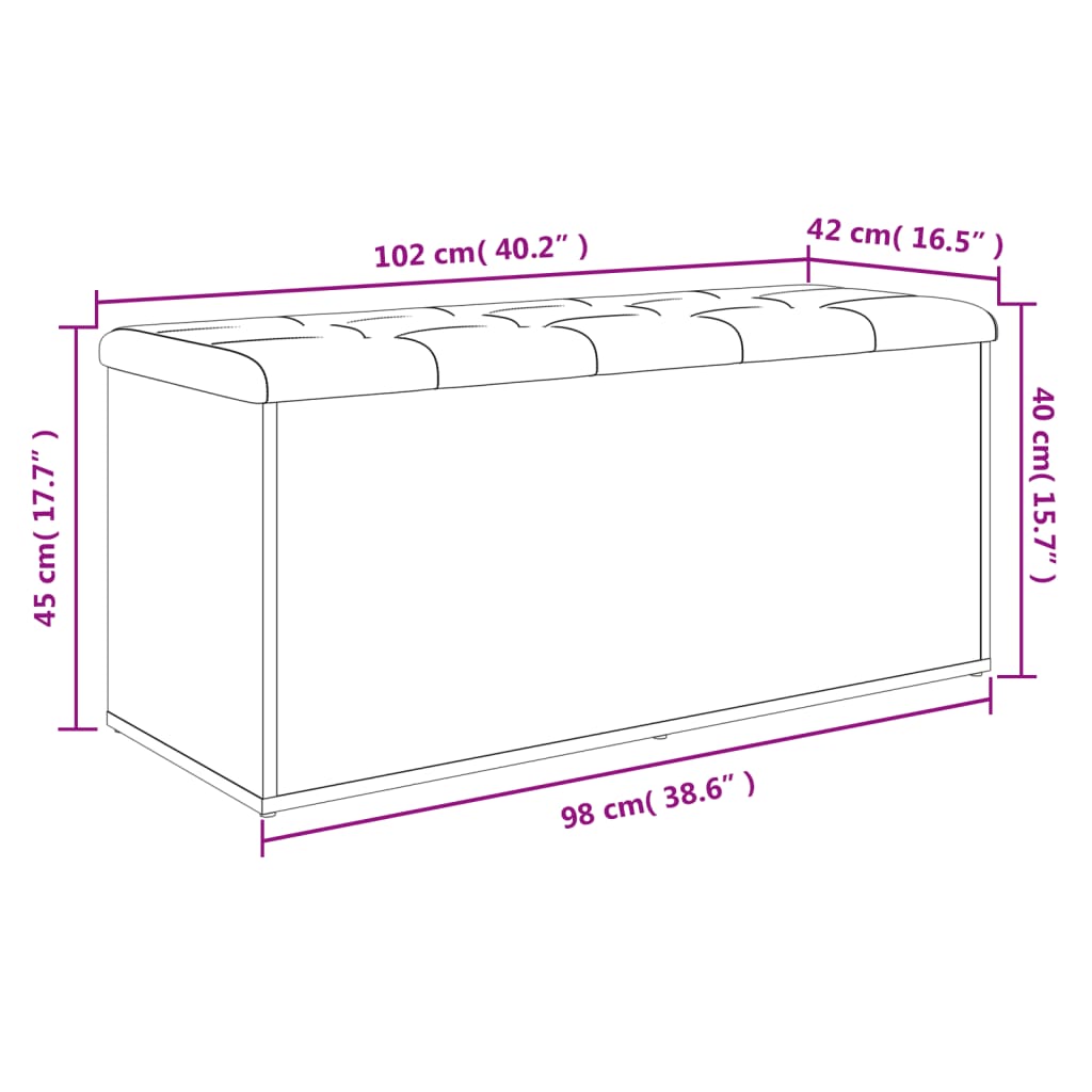 Banco de almacenaje blanco 102x42x45 cm madera de ingeniería