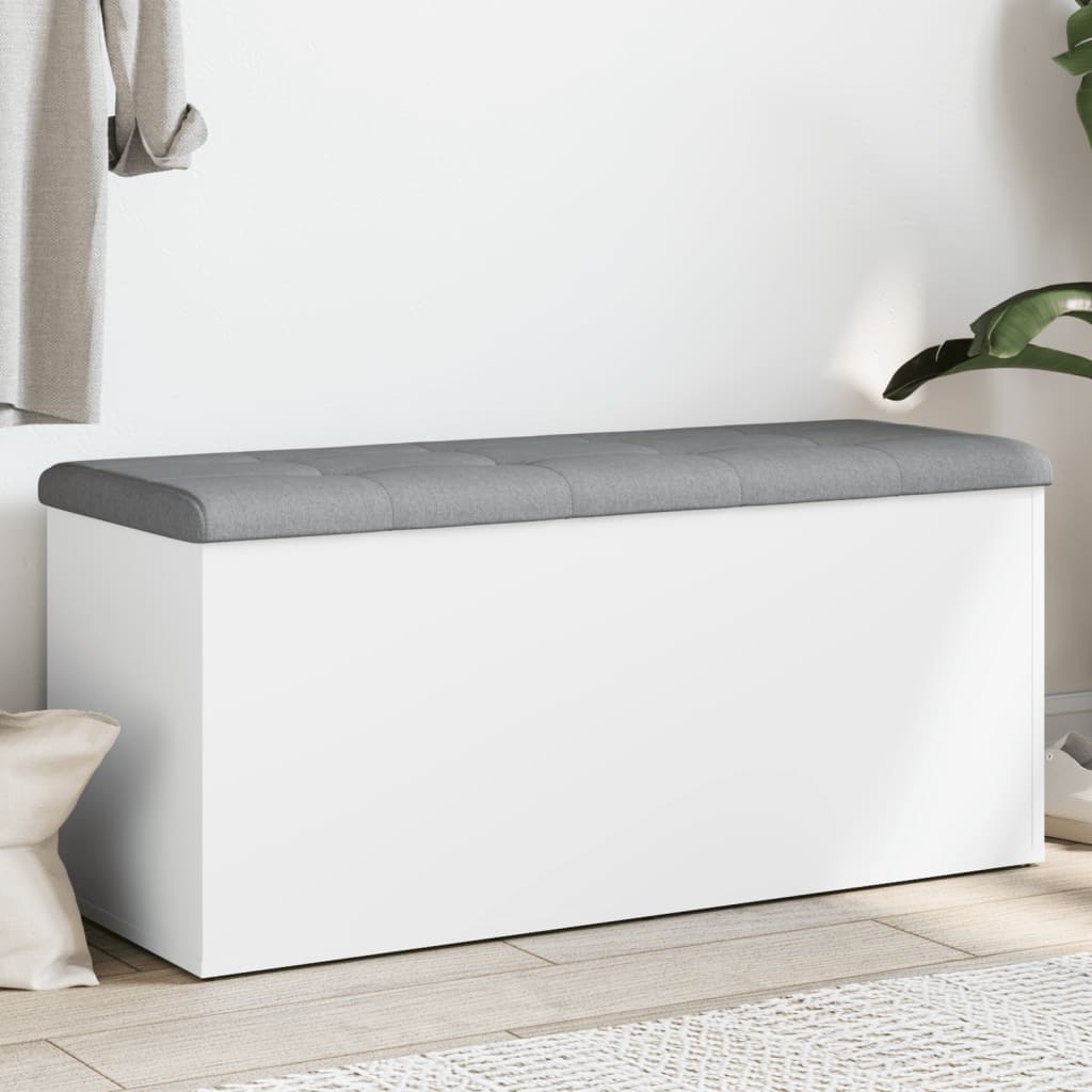 Banco de almacenaje blanco 102x42x45 cm madera de ingeniería