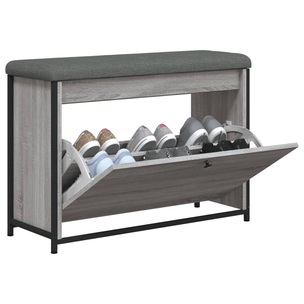 Zapatero con cajón abatible gris Sonoma 82x32x56 cm