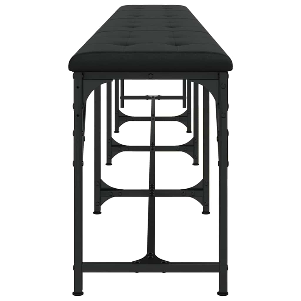 Banco de comedor acero y cuero sintético negro 248x32x45 cm
