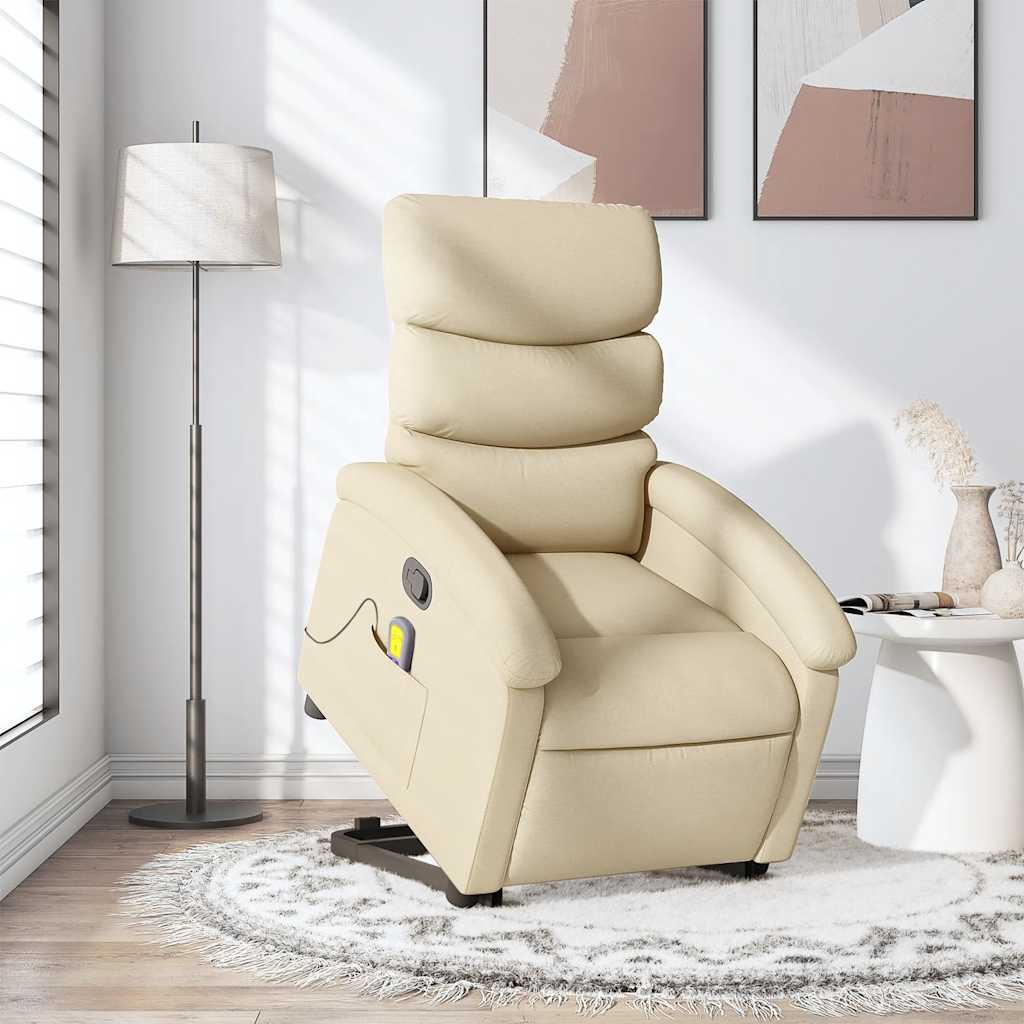 Silla de masaje reclinable de pie de tela color crema