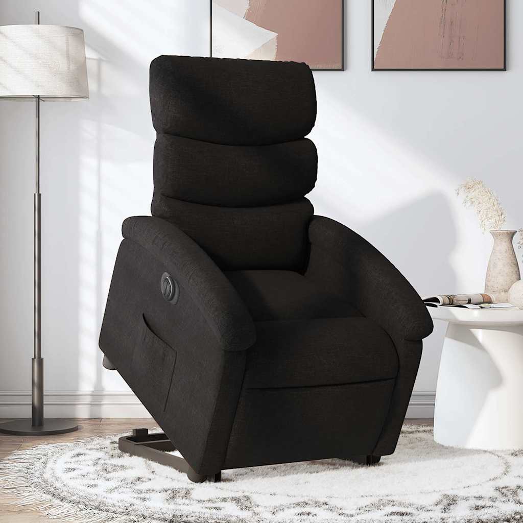 Sillón eléctrico reclinable elevable de tela azul