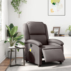 Sillón de masaje eléctrico cuero auténtico marrón oscuro