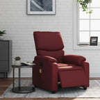 Sillón masaje reclinable eléctrico cuero sintético rojo tinto