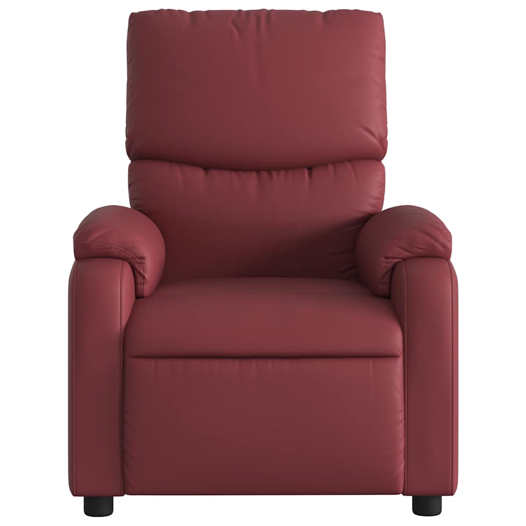 Sillón masaje reclinable eléctrico cuero sintético rojo tinto