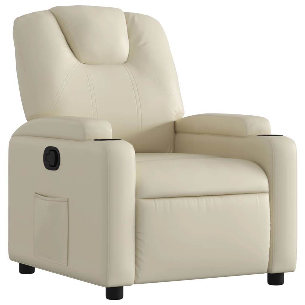 Sillón reclinable de piel sintética color crema
