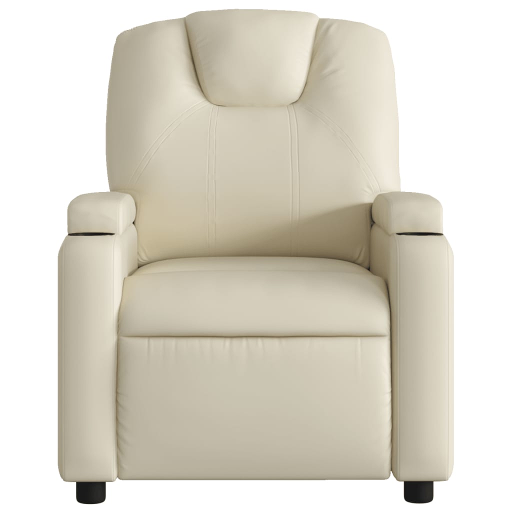 Sillón reclinable de piel sintética color crema