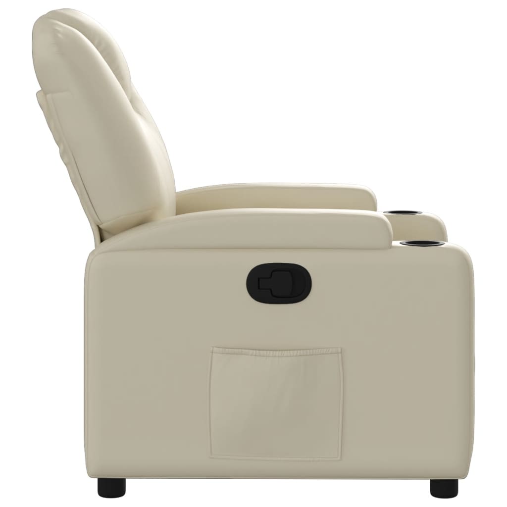 Sillón reclinable de piel sintética color crema