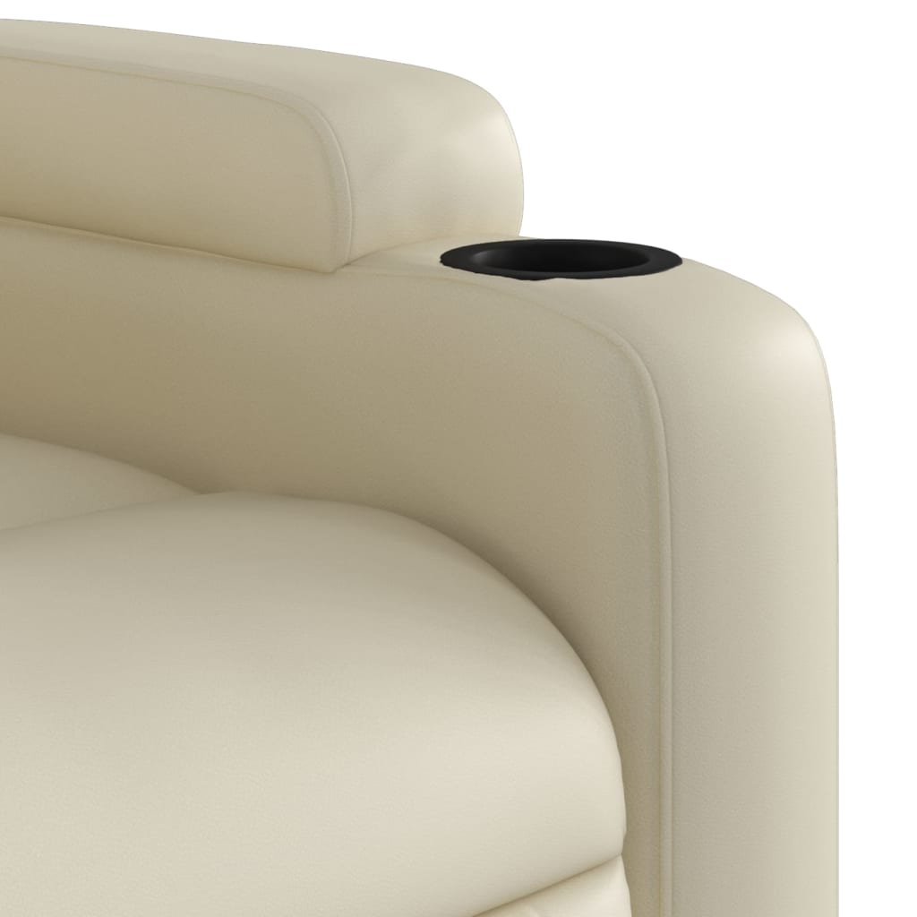 Sillón reclinable de piel sintética color crema