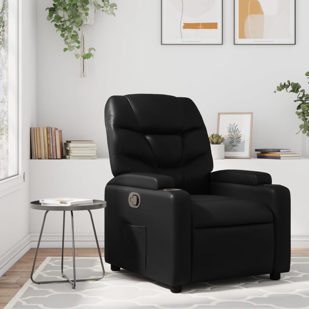 Sillón reclinable de piel sintética color crema