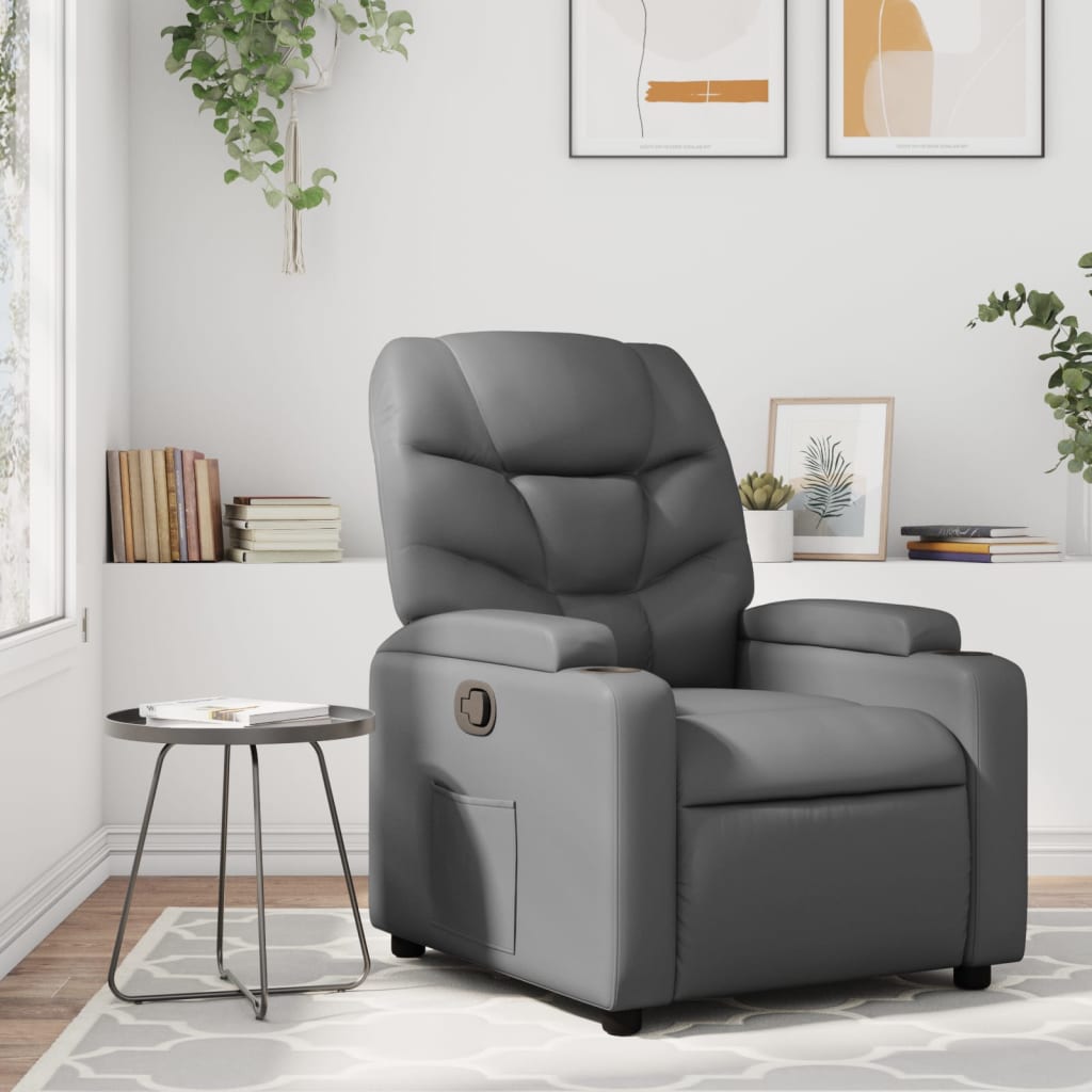 Sillón reclinable de piel sintética color crema