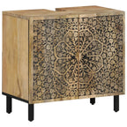 Conjunto de muebles de baño 2 piezas madera maciza de mango