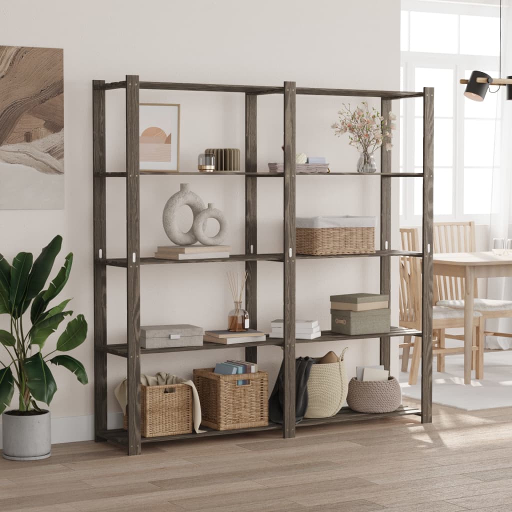 3-Tier Solid Black Pine Wood Shelf 60x38x90 cm