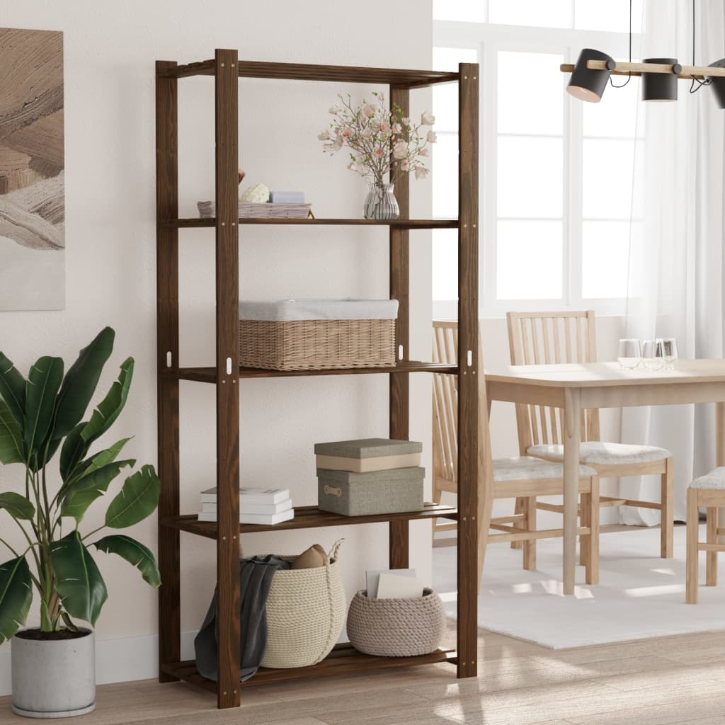 3-Tier Solid Black Pine Wood Shelf 60x38x90 cm