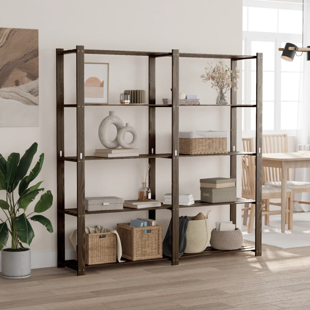 3-Tier Solid Black Pine Wood Shelf 60x38x90 cm