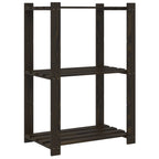 Estantería de 3 niveles madera maciza de pino negro 60x38x90 cm