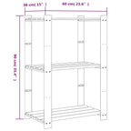 Estantería de 3 niveles madera maciza de pino negro 60x38x90 cm