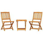 Set de comedor de jardín plegable 3 pzas madera maciza acacia