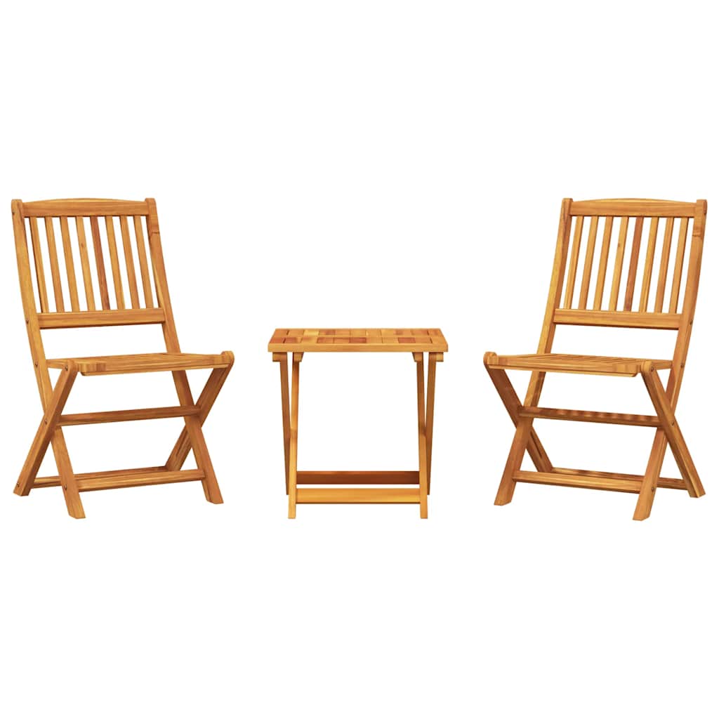 Set de comedor de jardín plegable 3 pzas madera maciza acacia