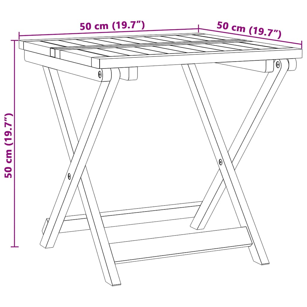 Set de comedor de jardín plegable 3 pzas madera maciza acacia