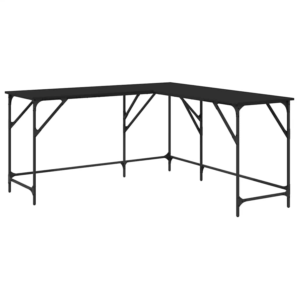 Escritorio de madera de ingeniería negro 149x149x75 cm