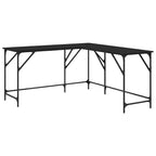 Escritorio de madera de ingeniería negro 149x149x75 cm