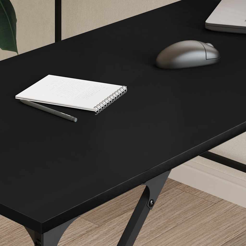 Escritorio de madera de ingeniería negro 149x149x75 cm