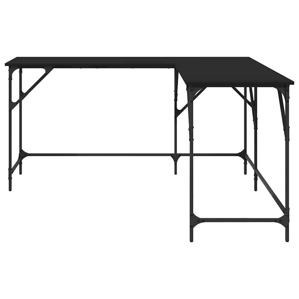 Escritorio de madera de ingeniería negro 149x149x75 cm