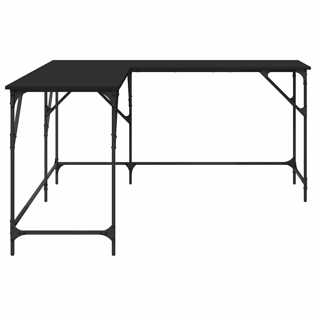 Escritorio de madera de ingeniería negro 149x149x75 cm