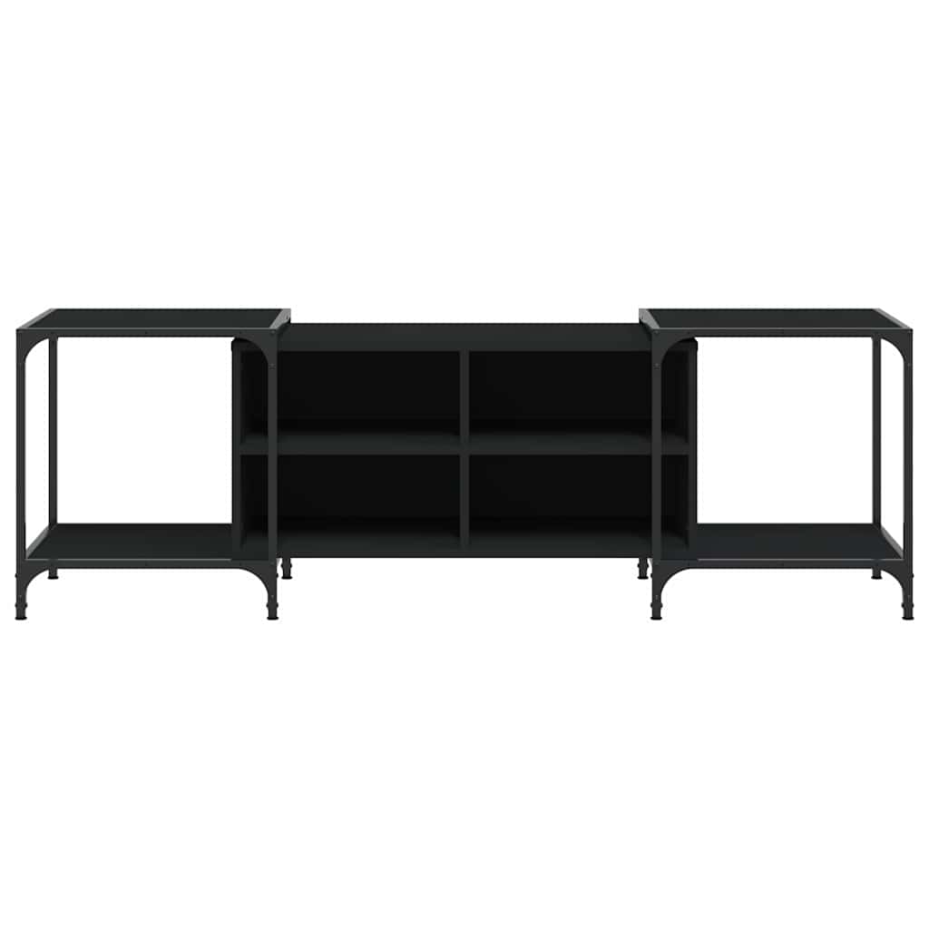 Mueble de TV de madera de ingeniería negro 153x37x50 cm