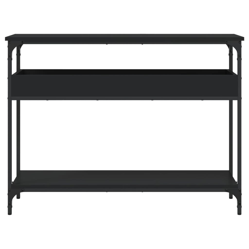Mesa consola con estante madera ingeniería negra 100x29x75 cm