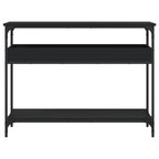 Mesa consola con estante madera ingeniería negra 100x29x75 cm