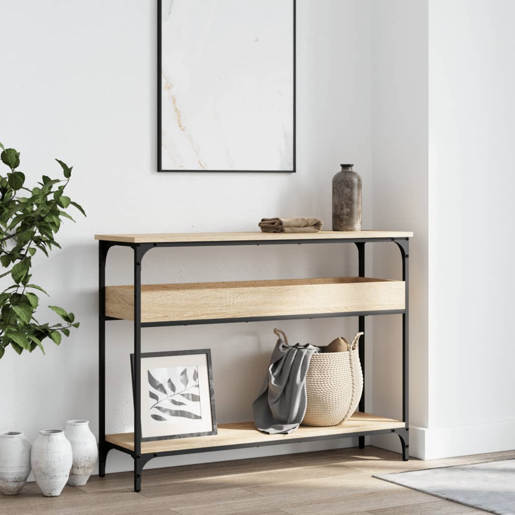 Mesa consola con estante roble Sonoma 100x29x75 cm madera de ingeniería