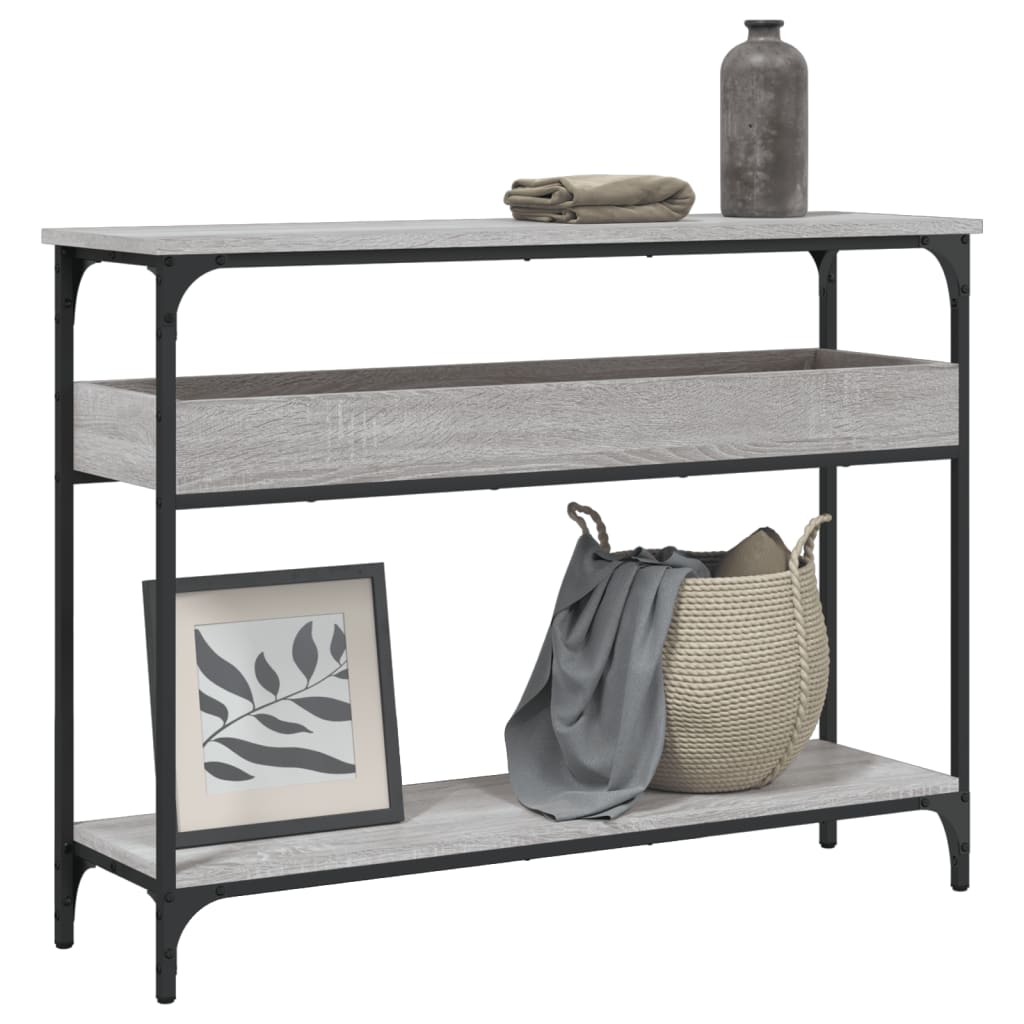 Mesa consola con estante madera ingeniería negra 100x29x75 cm