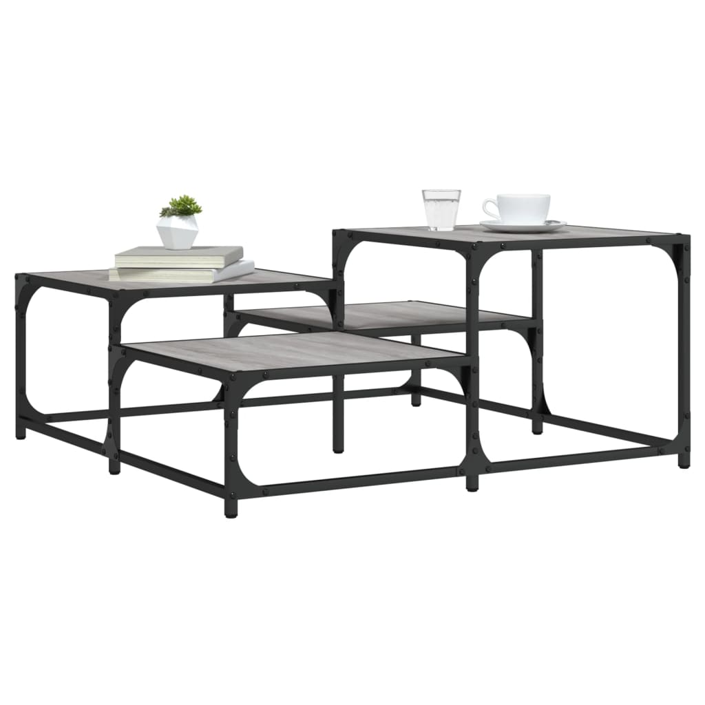 Mesa centro estante madera ingeniería roble ahumado 100x51x40cm