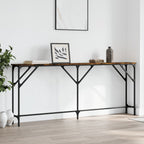 Mesa consola con estante madera ingeniería negra 100x29x75 cm