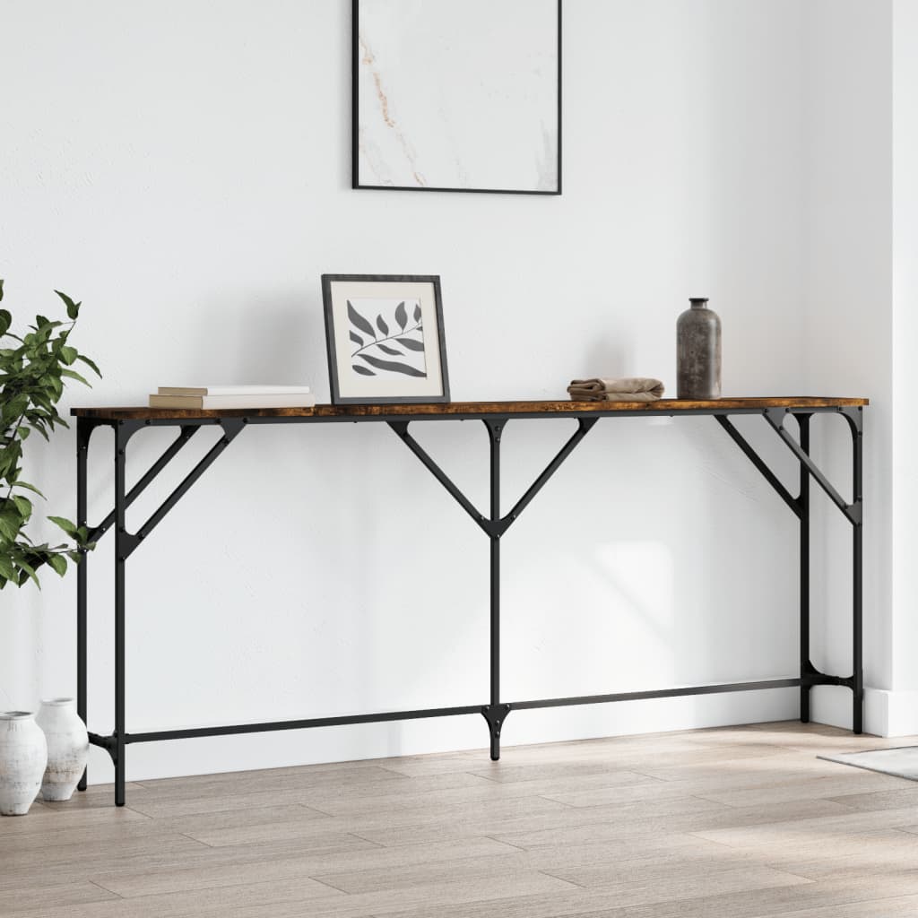 Mesa consola con estante madera ingeniería negra 100x29x75 cm