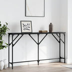 Mesa consola con estante madera ingeniería negra 100x29x75 cm