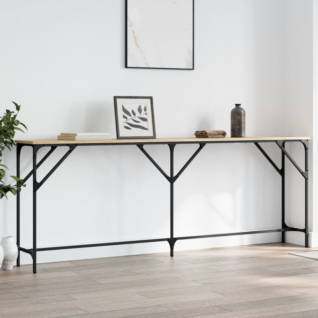 Mesa consola con estante madera ingeniería negra 100x29x75 cm