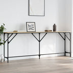 Mesa consola con estante madera ingeniería negra 100x29x75 cm