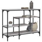 Mesa consola con estante madera ingeniería negra 100x29x75 cm