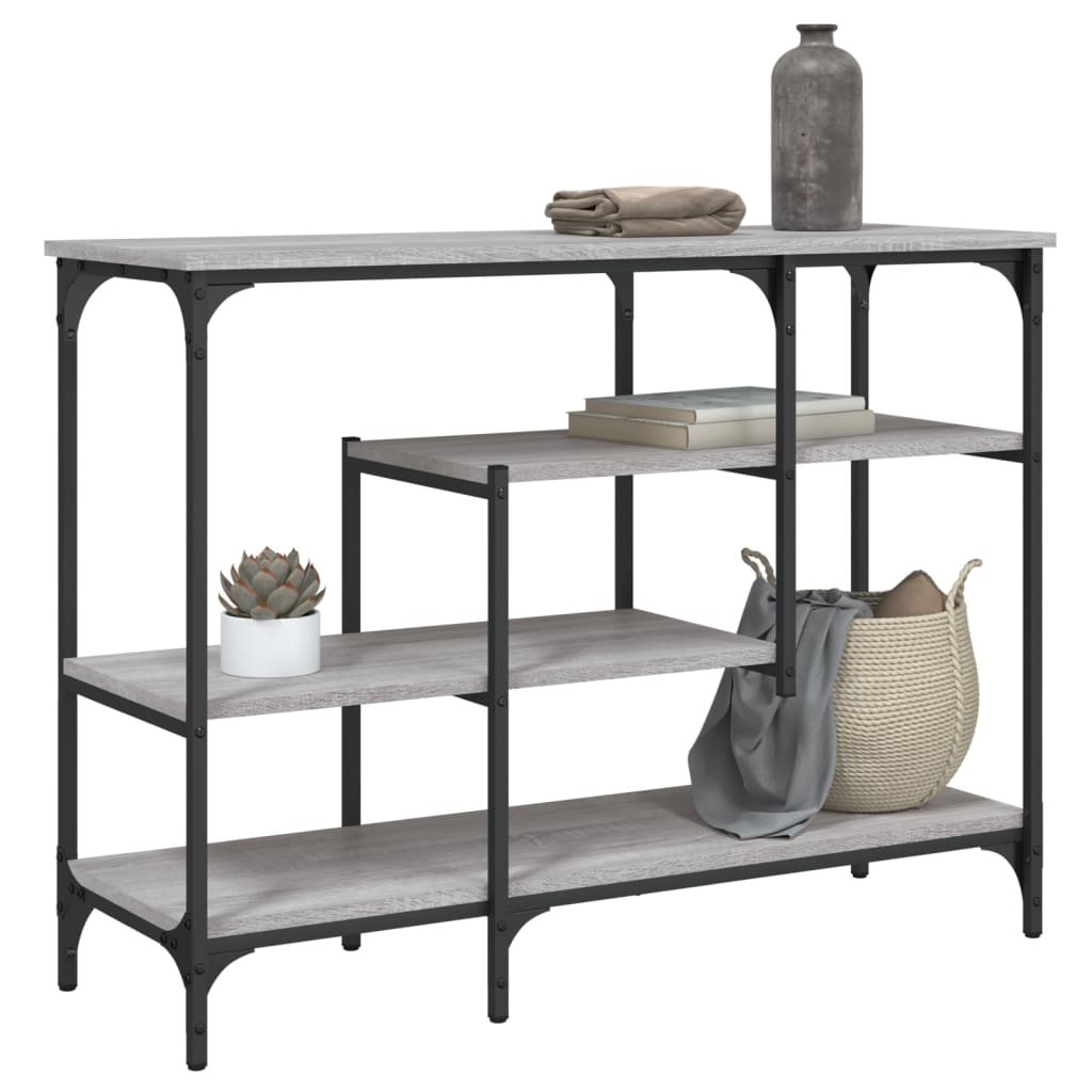 Mesa consola con estante madera ingeniería negra 100x29x75 cm