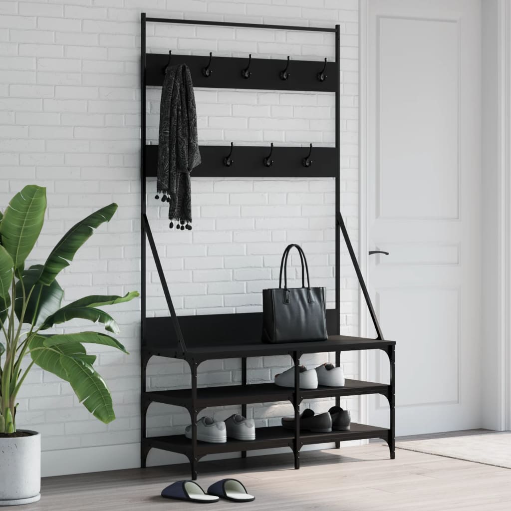 Perchero con zapatero gris Sonoma 70x34x184 cm