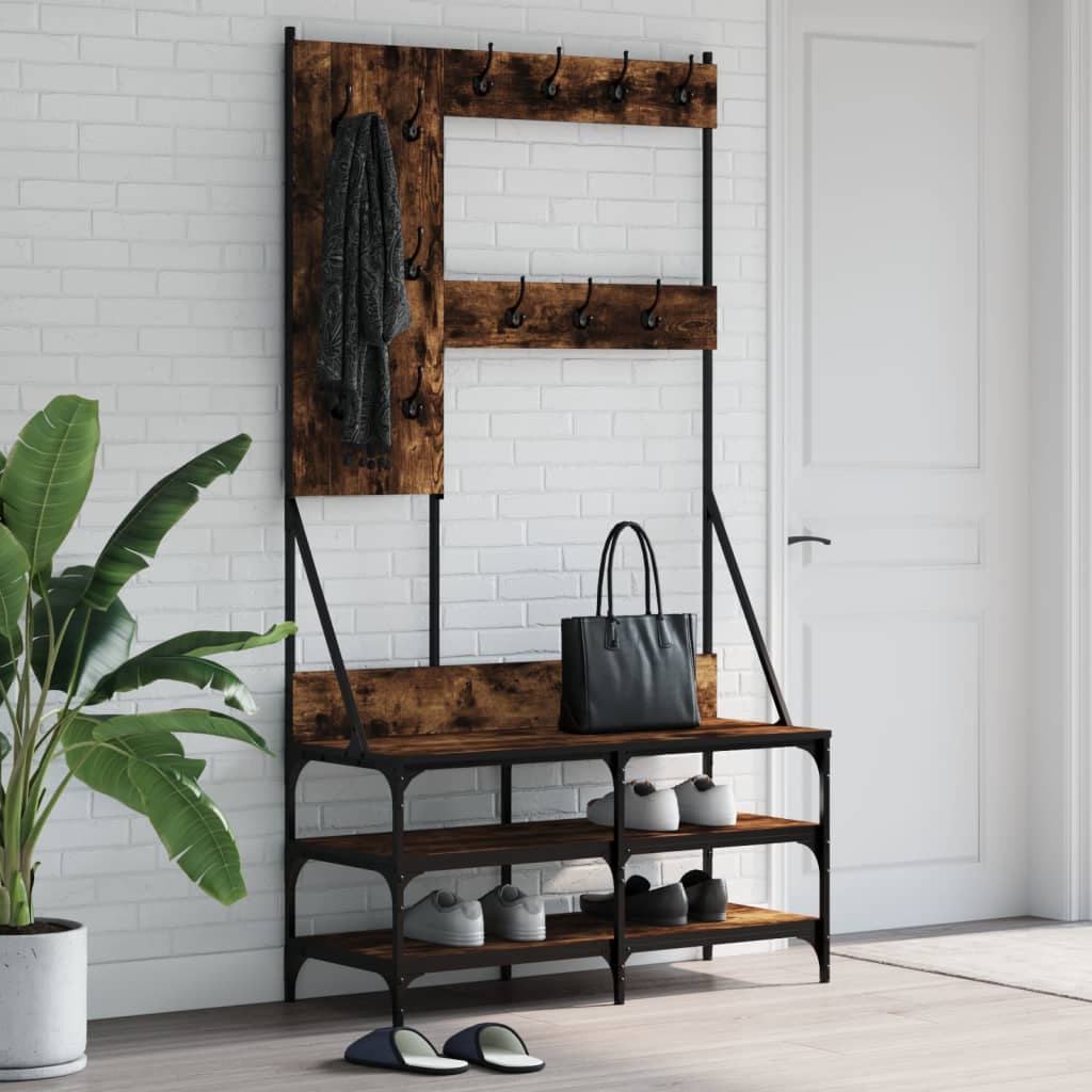 Perchero con zapatero gris Sonoma 70x34x184 cm