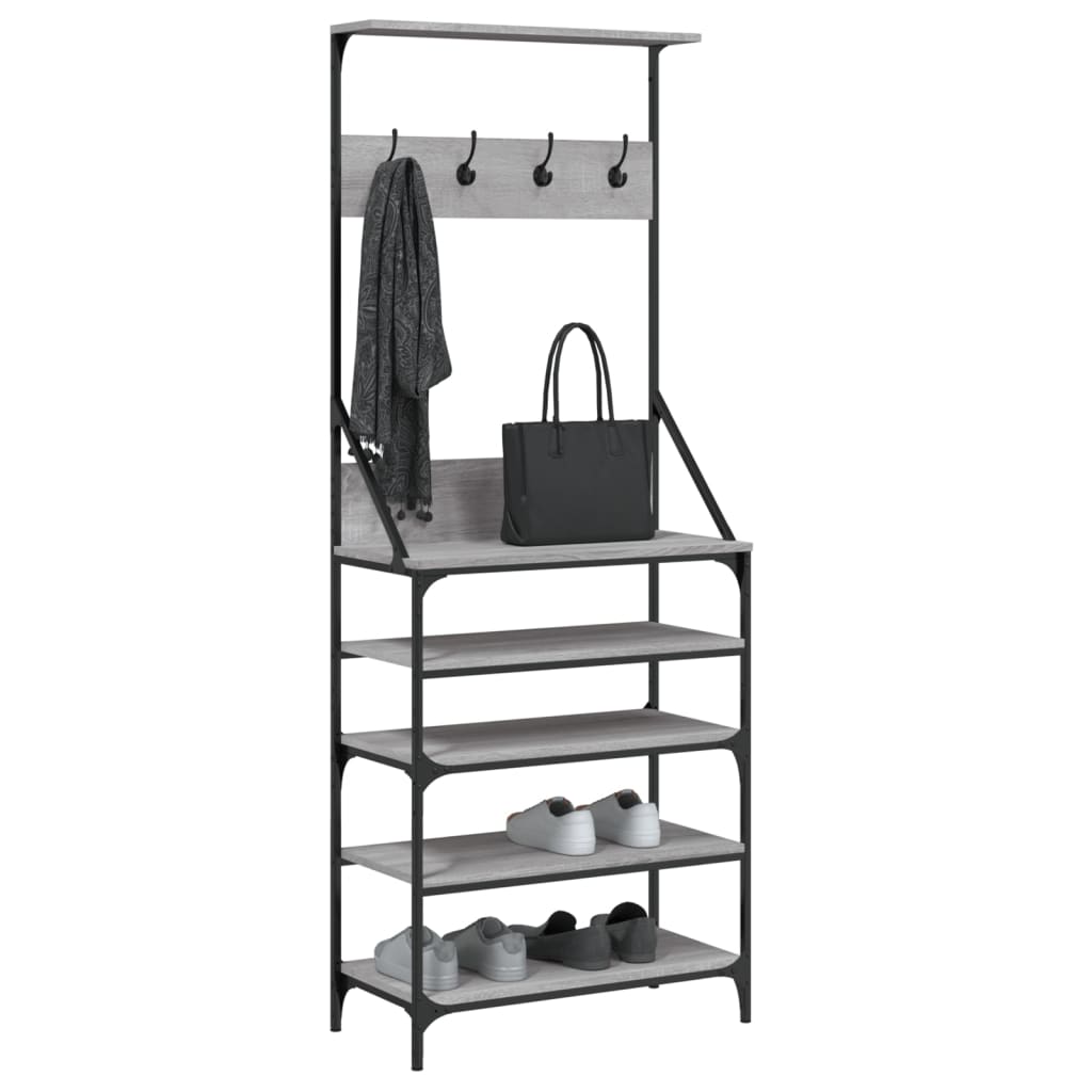 Perchero con zapatero gris Sonoma 70x34x184 cm