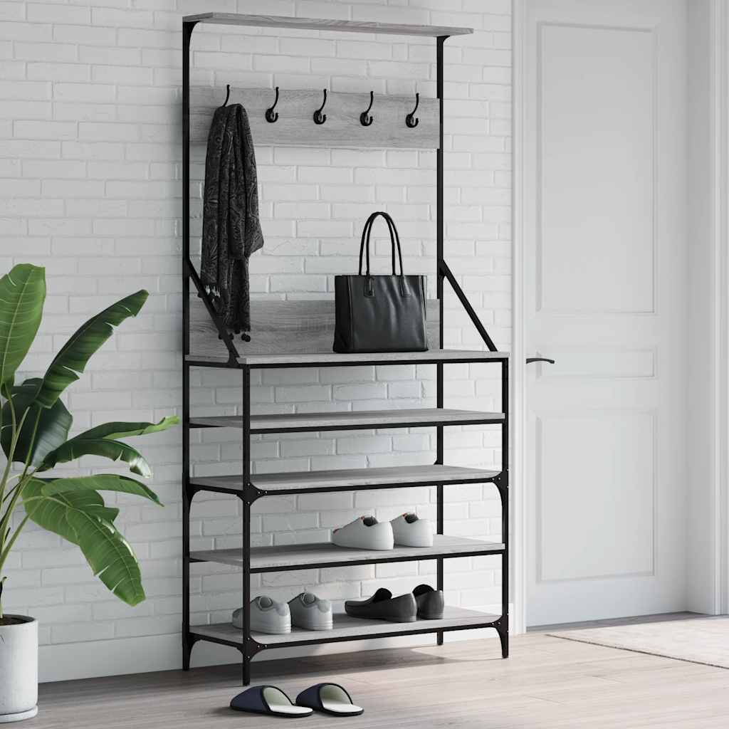 Perchero con zapatero gris Sonoma 70x34x184 cm